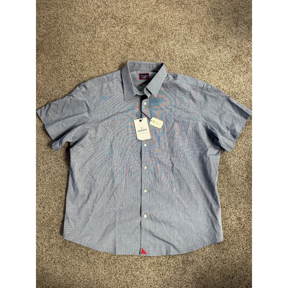 UNTUCKit Petrus Wrinkle Free Men XL Blue Short Sleeve Button Down Shirt Casual